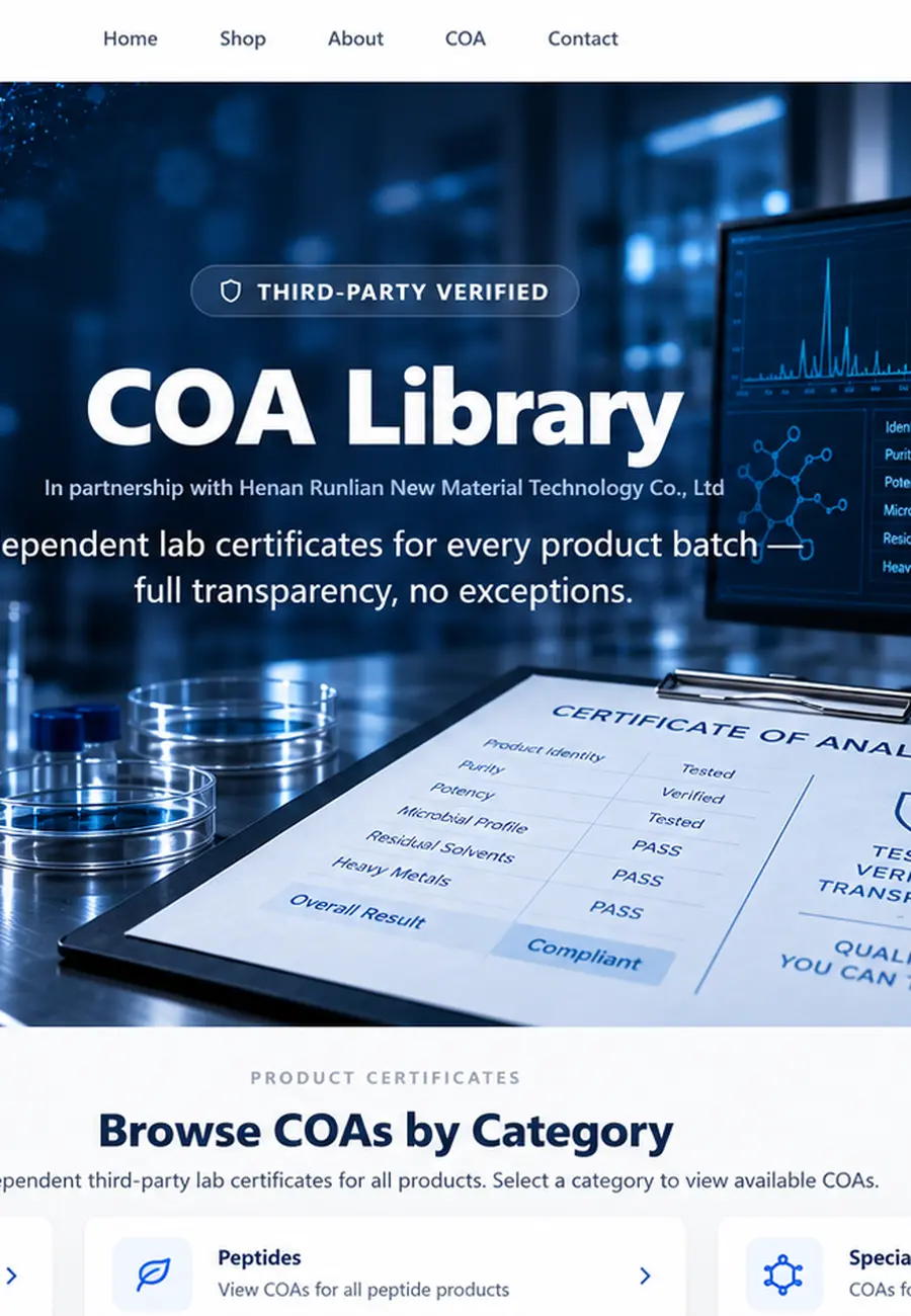 Certificate of analysis and quality testing
